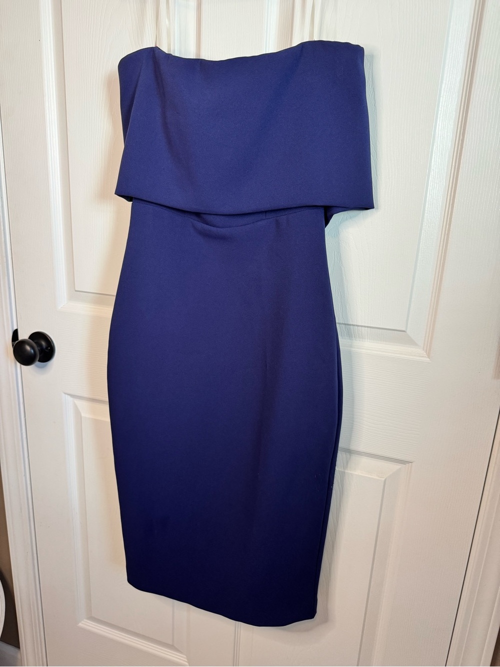 Karlie Strapless Fold-Over Sheath Dress in Royal Blue
